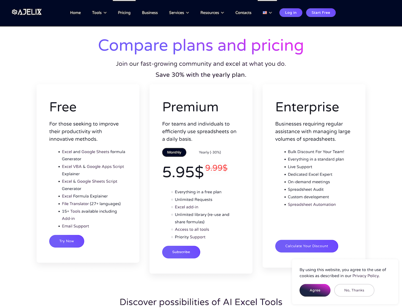 Ajelix-Best AI Excel & Google Sheets Tools