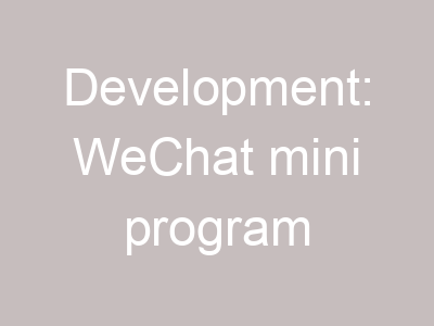 Development: WeChat mini program