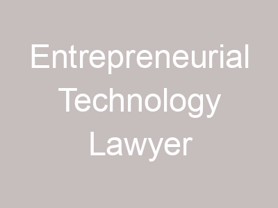 Entrepreneurial Technology Lawyer
