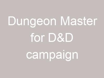 Dungeon Master for D&D campaign
