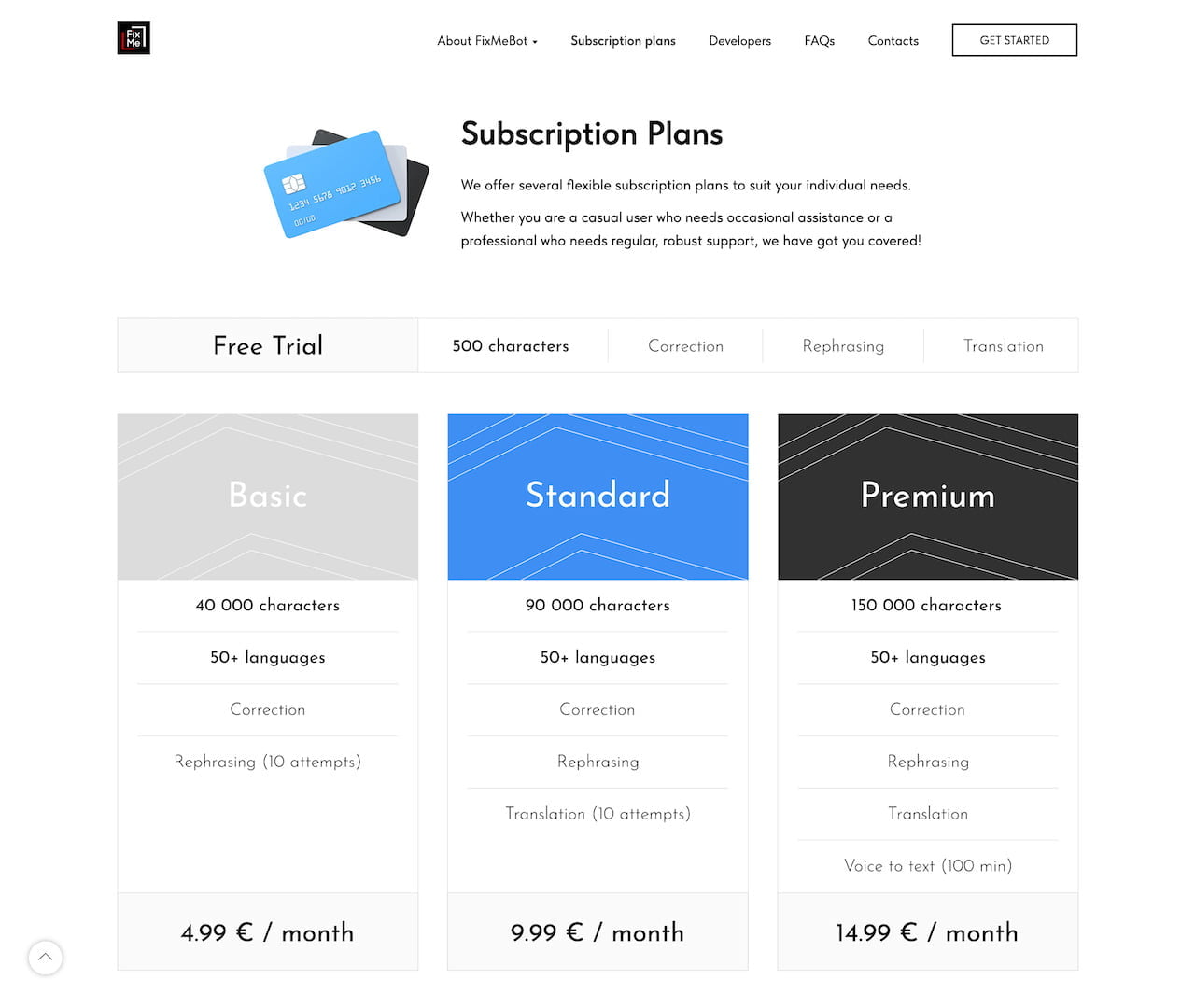 Fixmebot - AI-powered language assistant that offers a range of language-related services. With the ability to work with over 50 languages