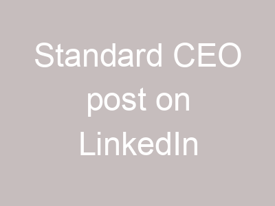 Standard CEO post on LinkedIn