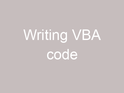 Writing VBA code