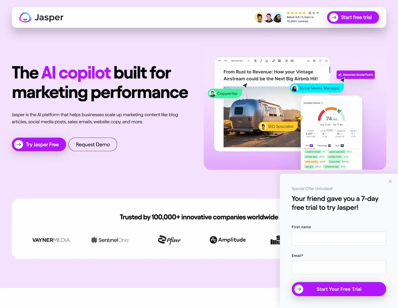 the Best AI content writer - Jasper.ai - 7 day free trial today