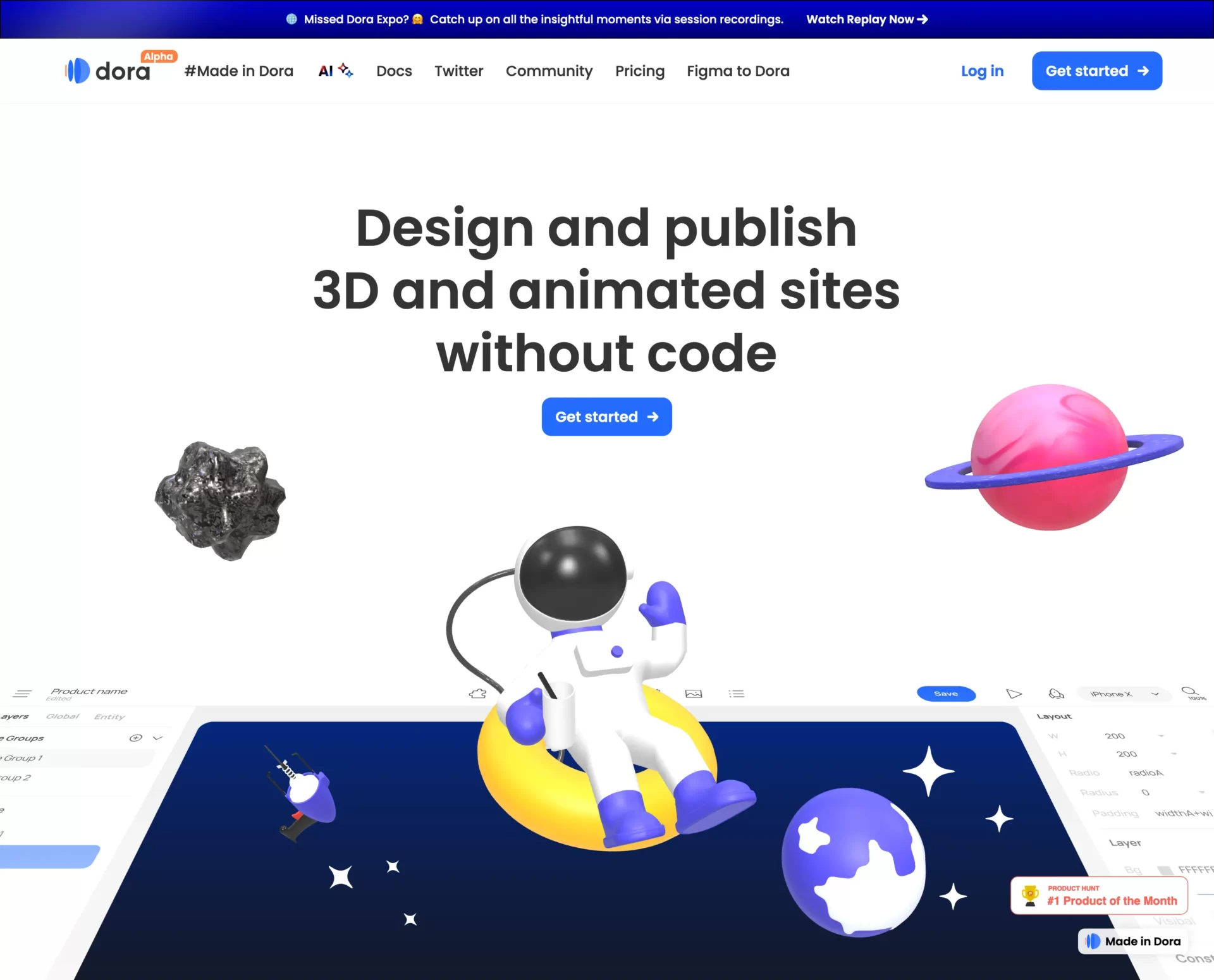 Dora-Design 3D animated sites with no-code