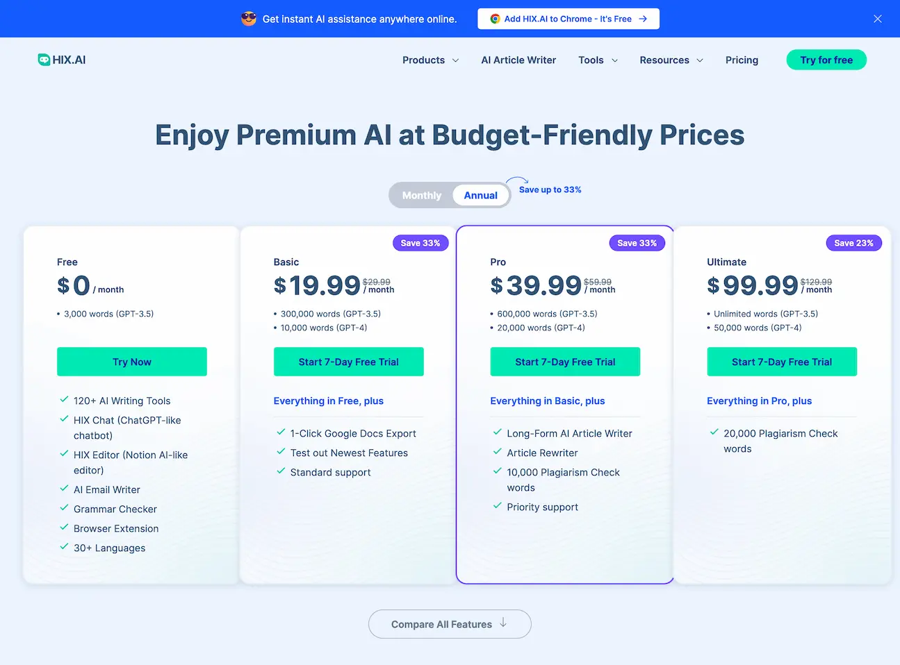 hix.ai.pricing