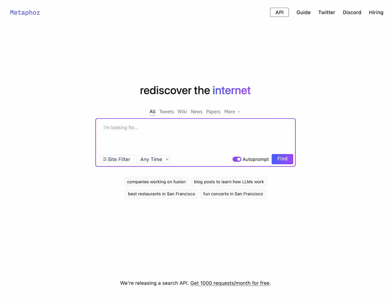 Metaphor - LLMs Search Engine