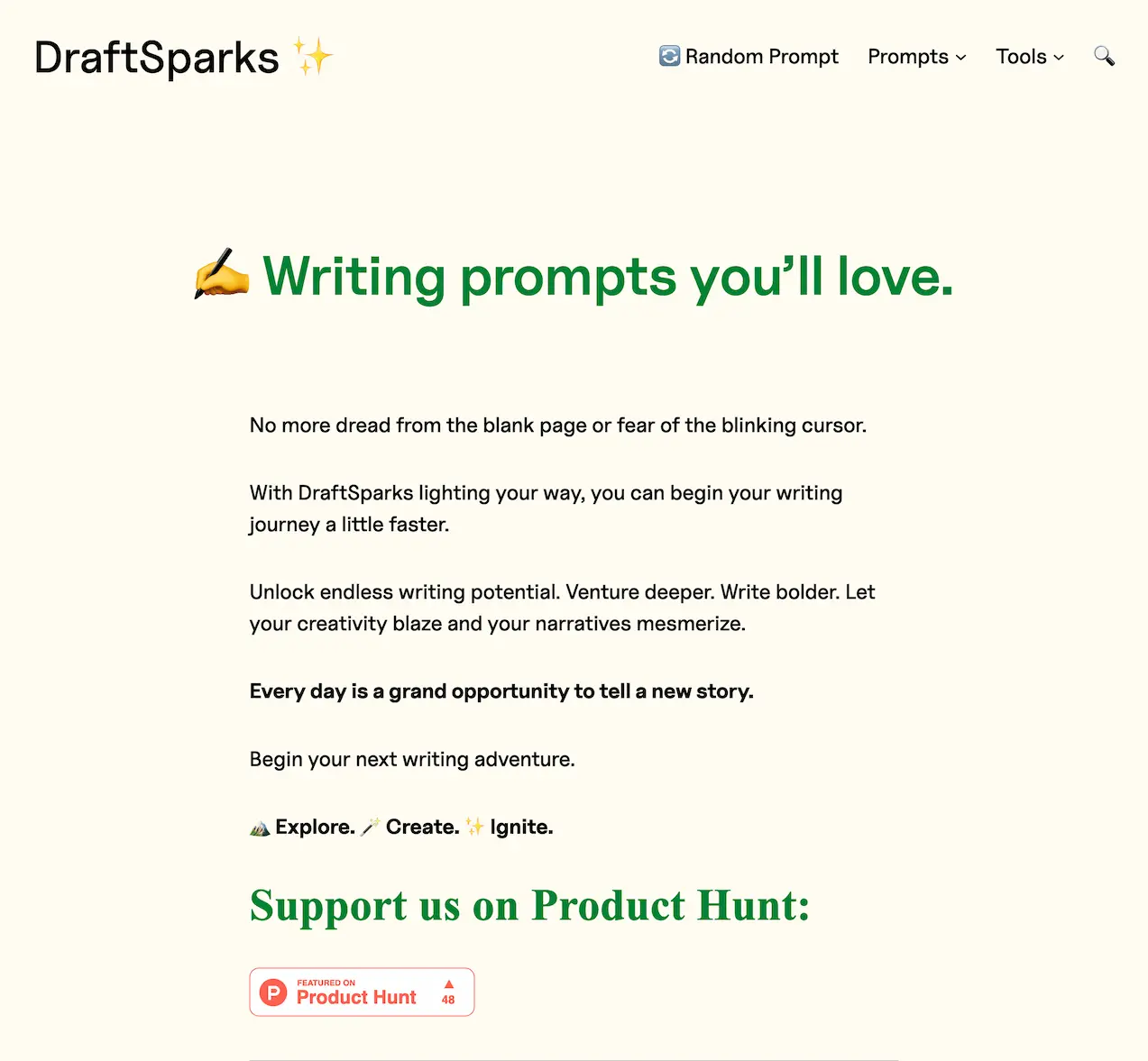 DraftSparks- Your go-to tool for sparking creativity in content creation