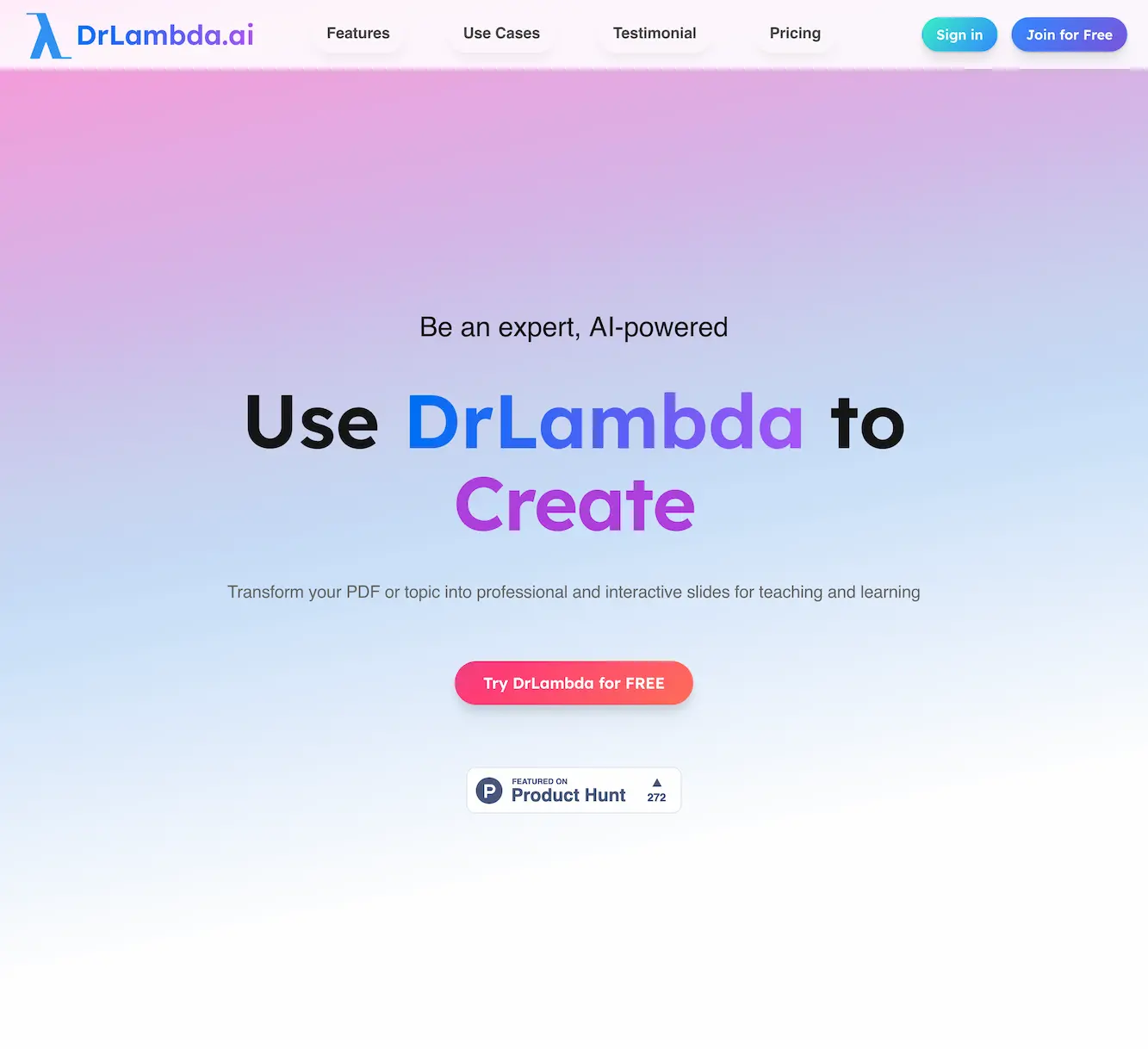 drlambda.ai-YouTube to PDF files, PPT, audio and video scripts, podcasts, and even new videos with one click