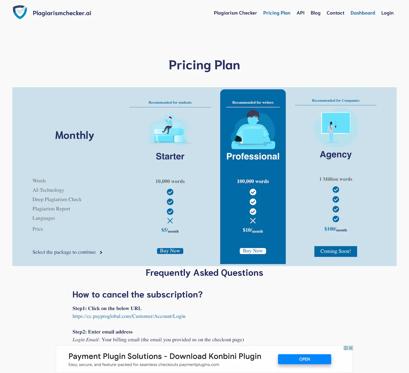 plagiarismchecker.ai.pricing