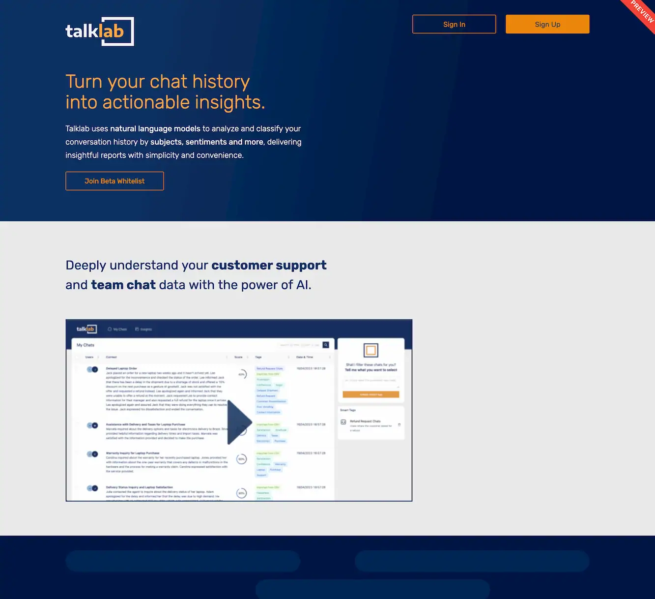 Talklab - AI-driven CRM for Customer Support Teams