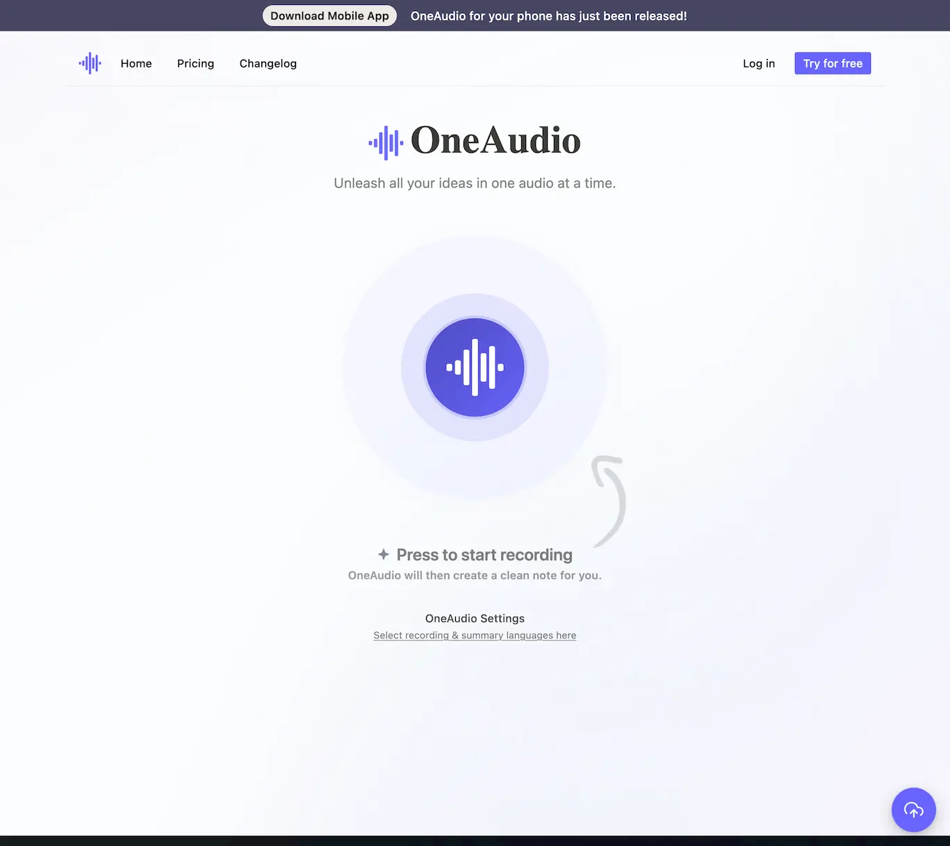 OneAudio AI - Transform Voice Recordings into Clean Summarized Notes