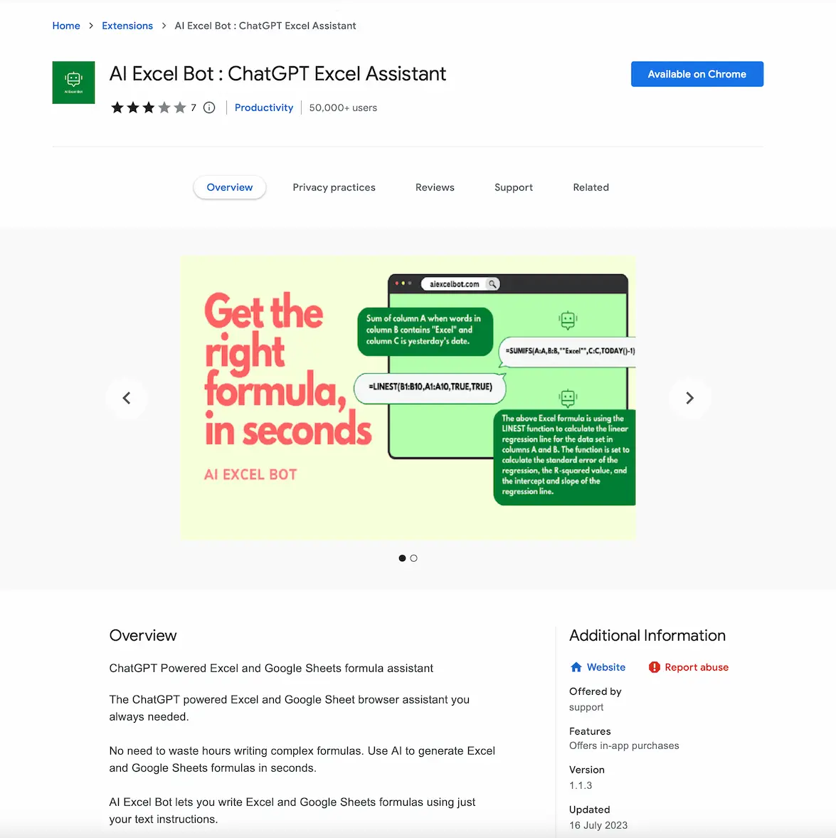 AI Excel Bot-the best AI Formulas Write Tools of Excel and Google Sheets 10x Faster