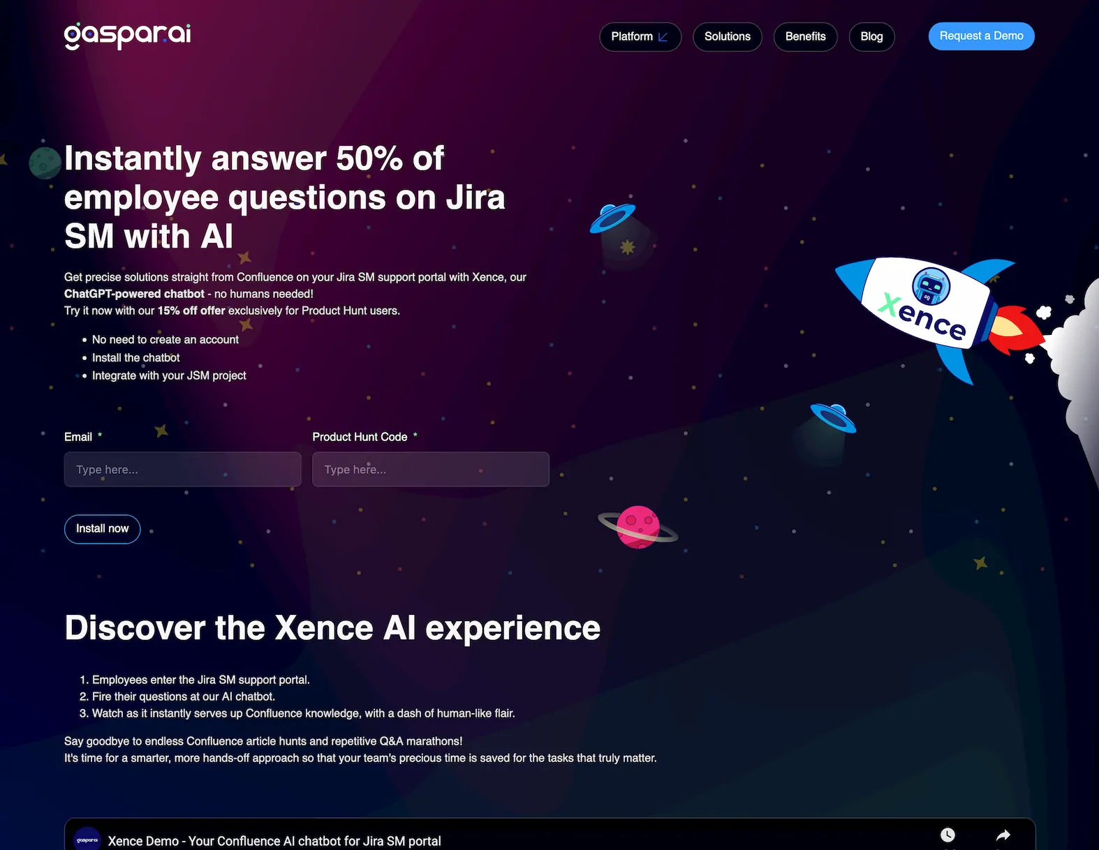Xence by Gaspar AI: Your Confluence Chatbot Guru on Jira SM Support Portal