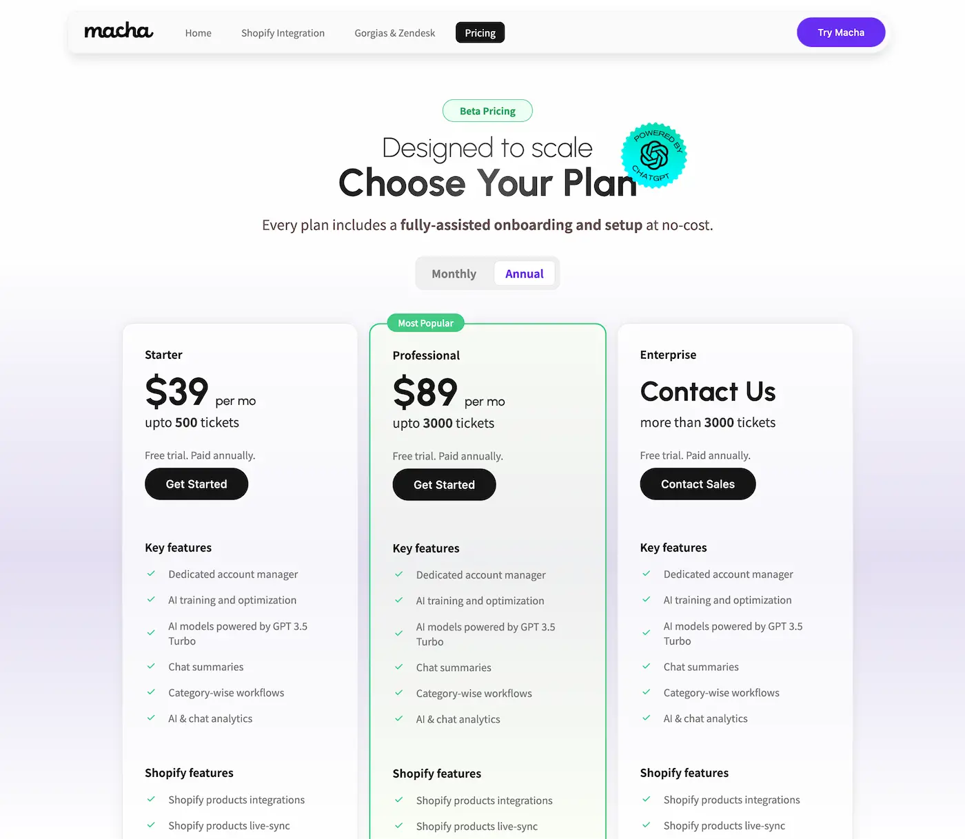 Macha,Resolve 50% of support tickets instantly by AI