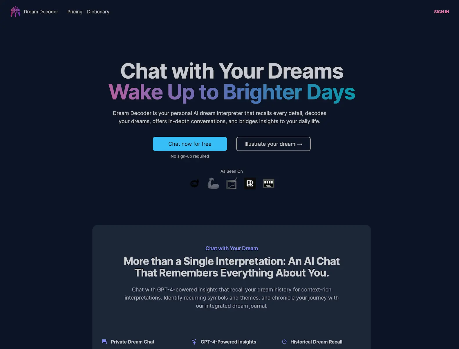 Dream Decoder - AI dream scenario interpreter screenshot