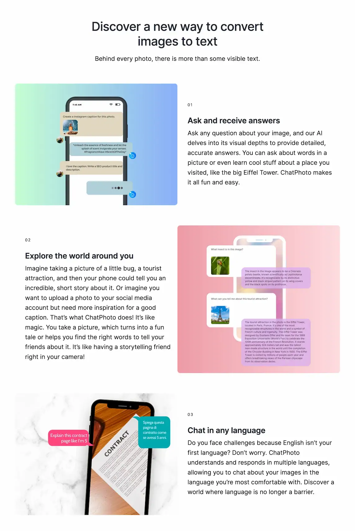 ChatPhoto - AI Convert Image To Text pricing and features