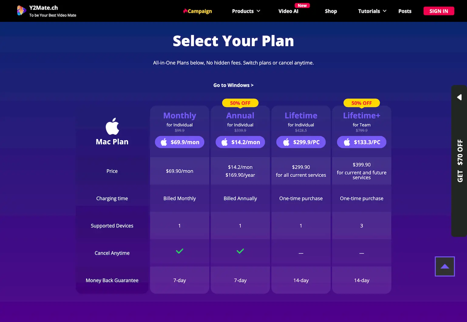 Y2Mate pricing and features