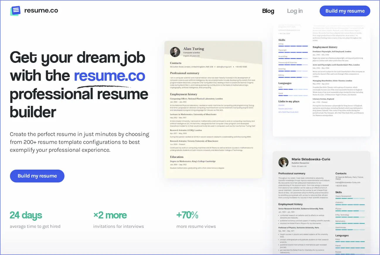 Resume.co screenshot