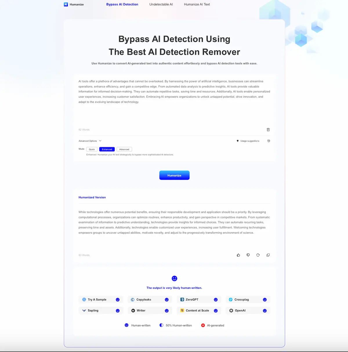 Bypass Al Detection Using
The Best Al Detection Remover