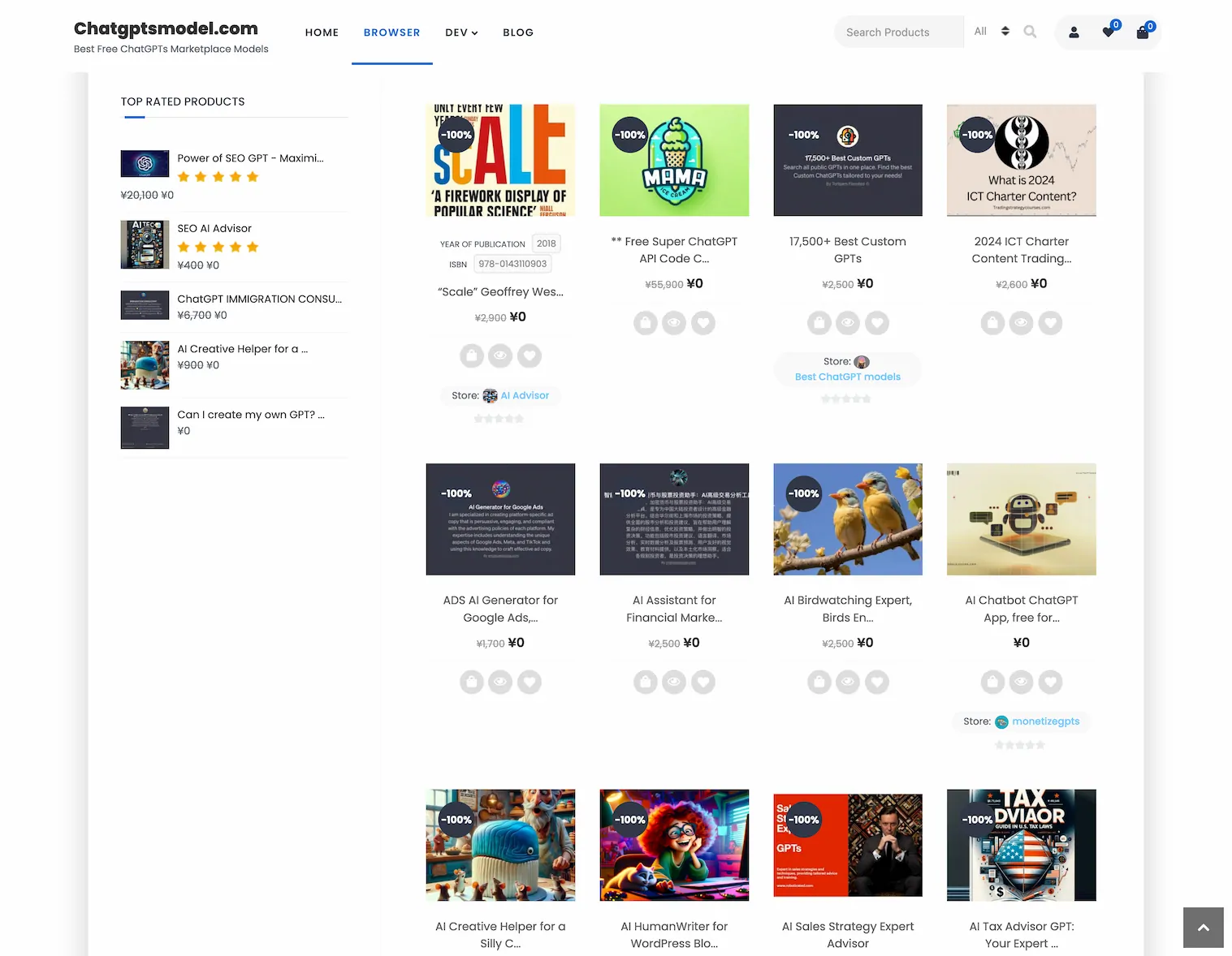 Free-ChatGPT-Models-Marketplace dashboard ,pricing plan and features