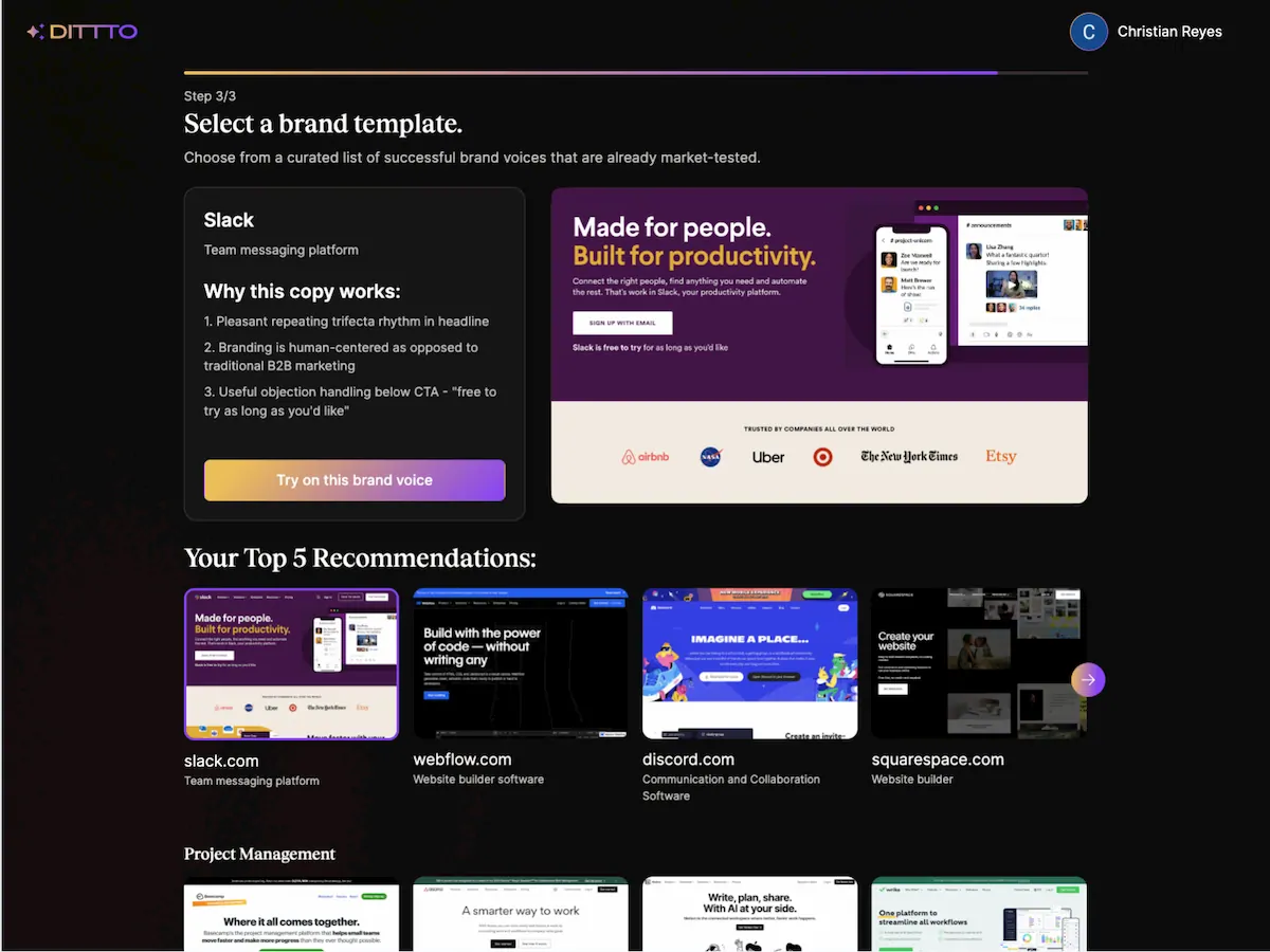 Dittto.ai - Fix Hero Copy and Enhance Conversion pricing and features