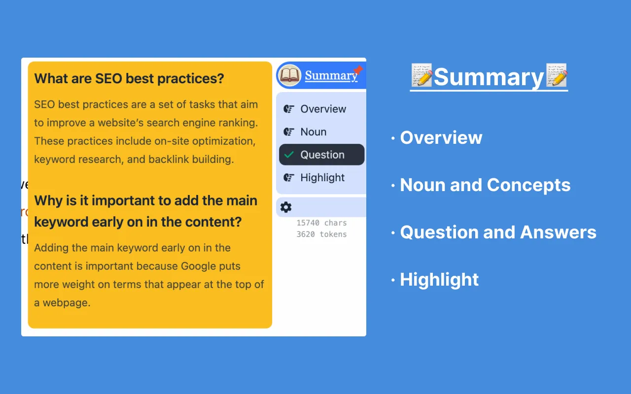 Immersive Get Webpage Summary Features