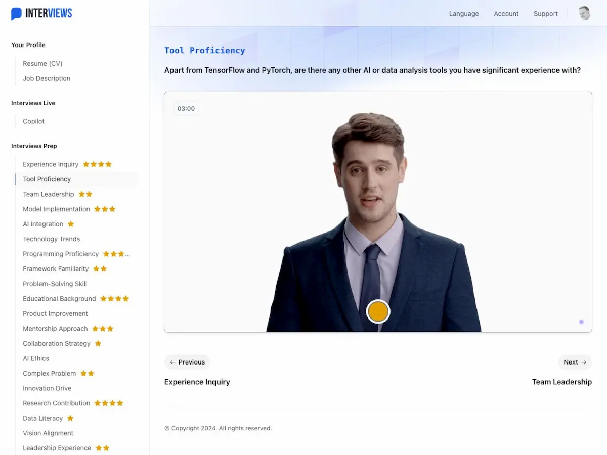 Interview-Chat dashboard ,pricing plan and features
