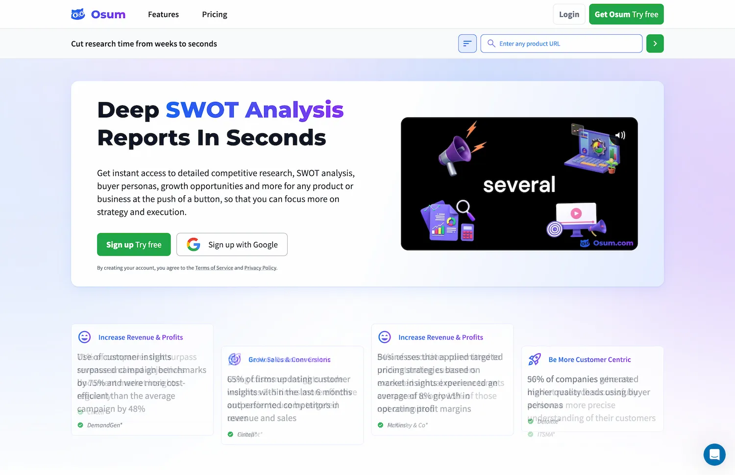 Osum - AI market research tool for growth screenshot