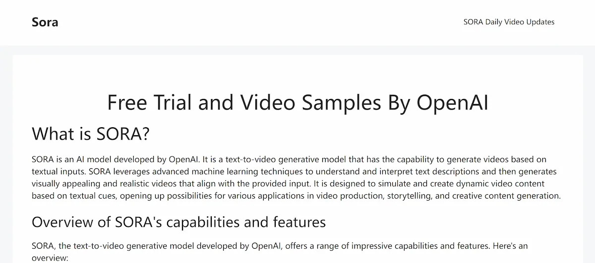 Sora Video Samples and Prompt screenshot