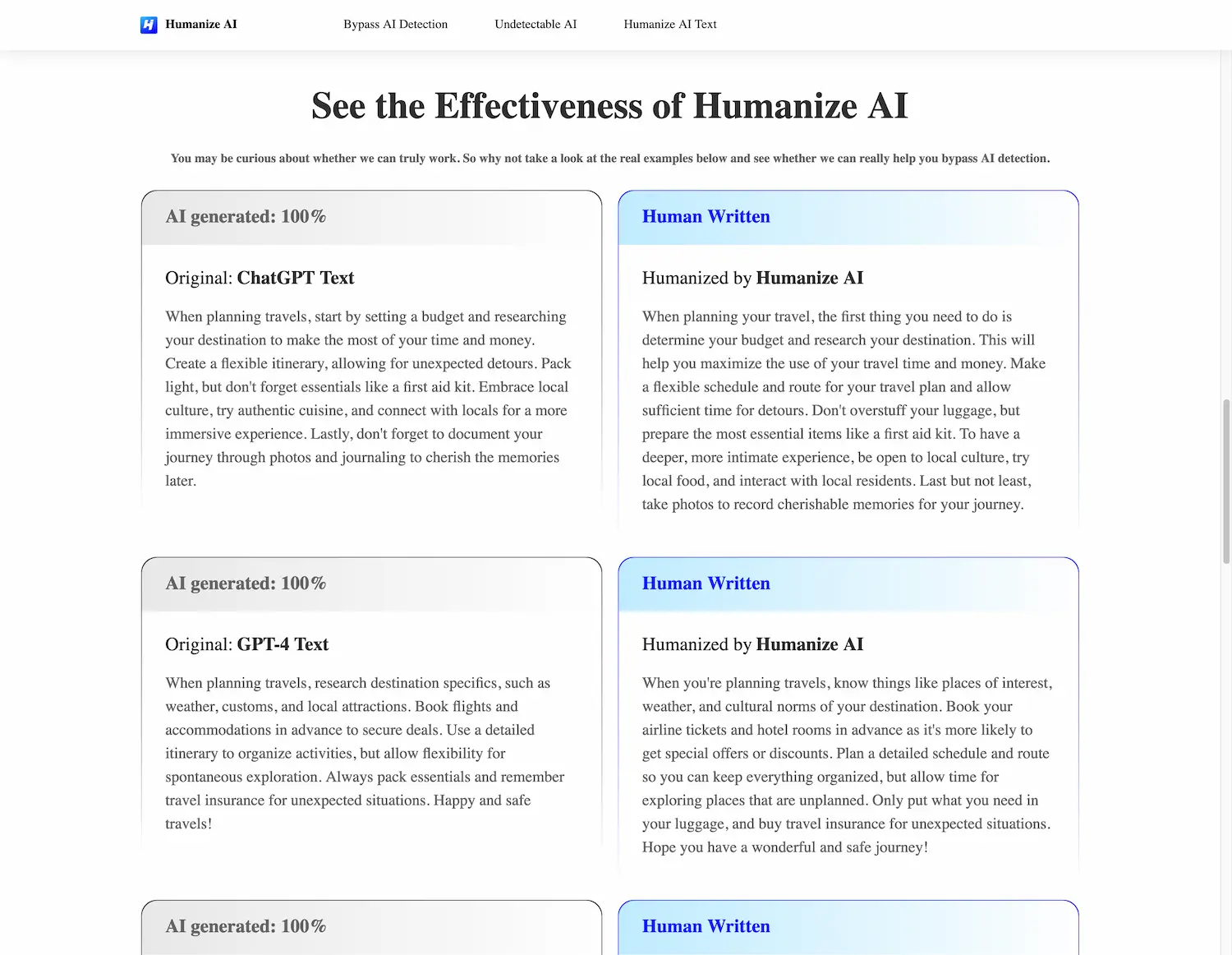 Humanize AI - bypass AI detection pricing and features