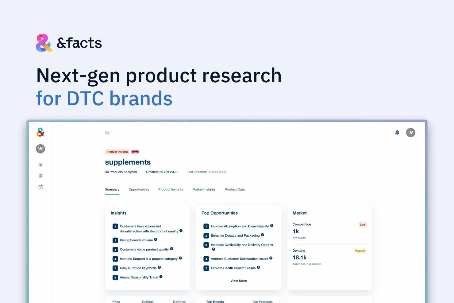 AndFacts AI market insights - next-gen product research for DTC brands