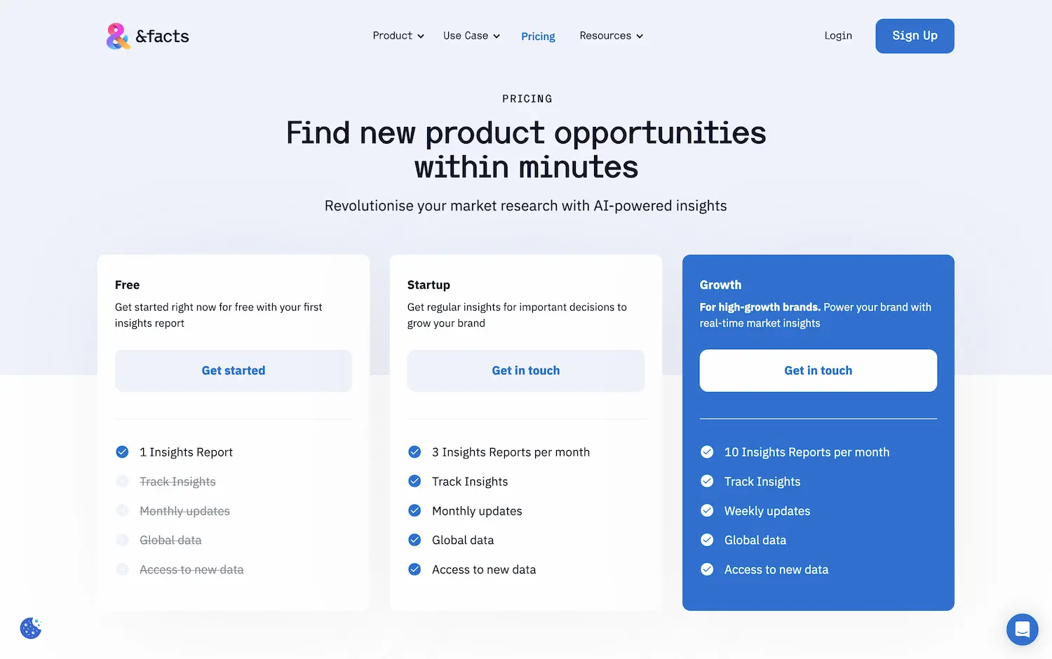 AndFacts - AI market insights pricing and features
