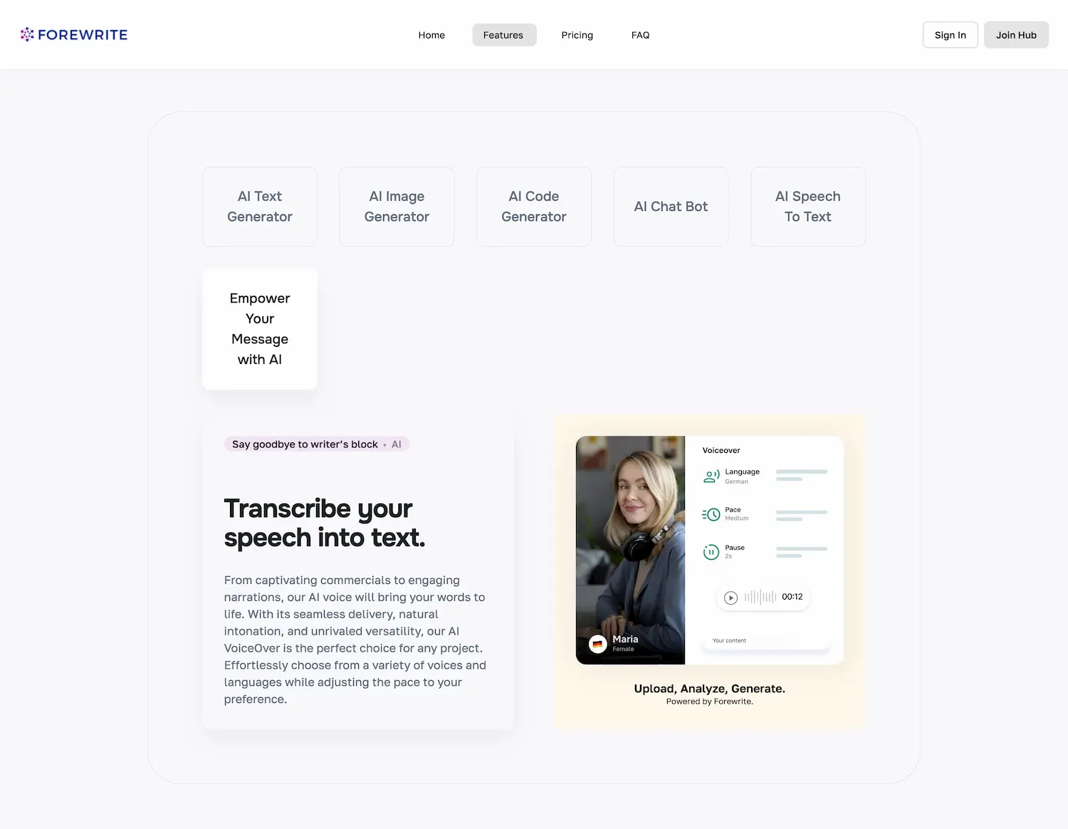 Forewrite - AI content generator platform pricing and features
