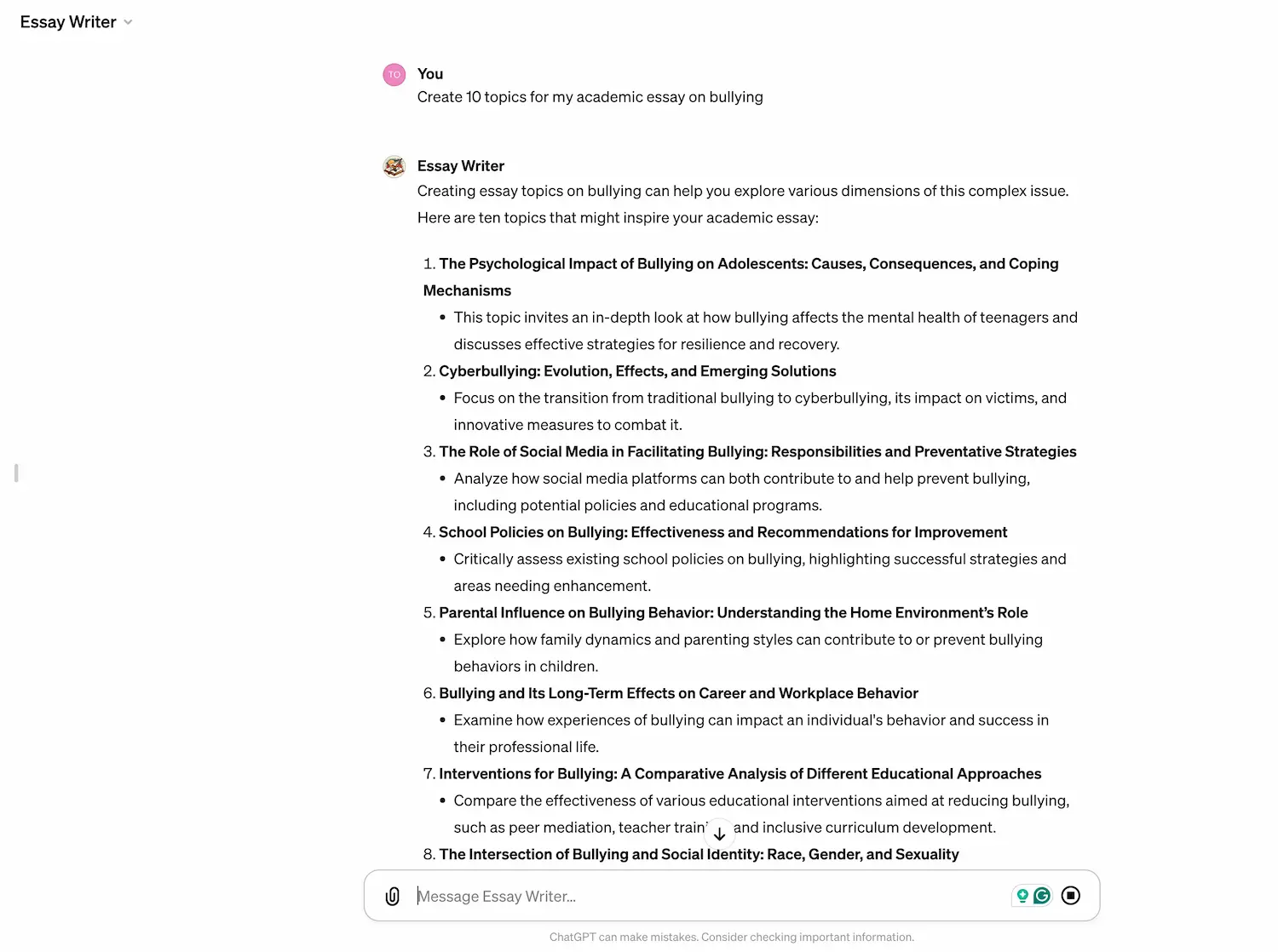 Essay Writer pricing and features