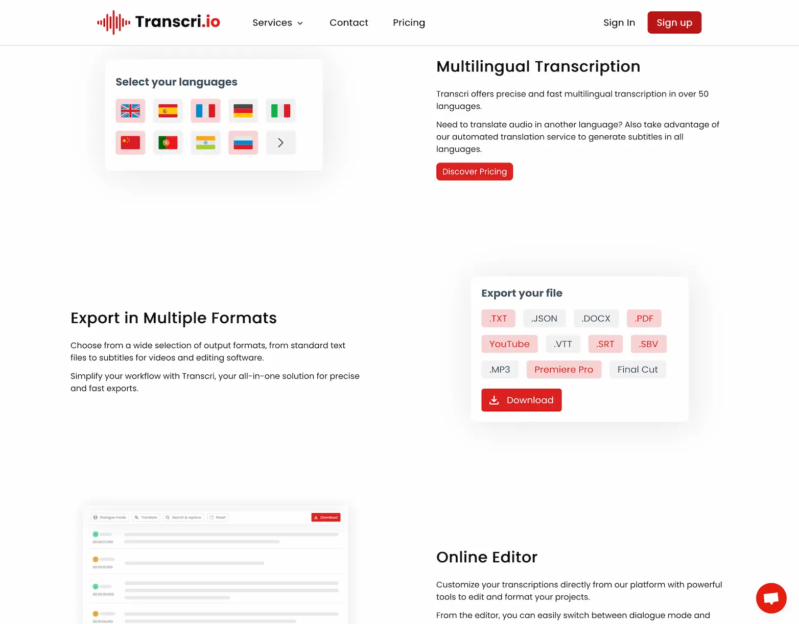 Transcri pricing and features