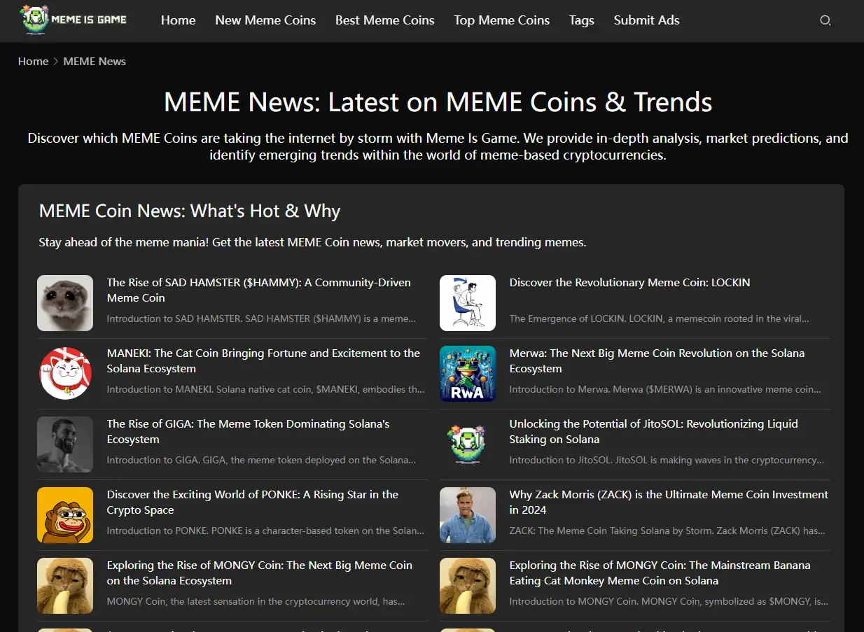MEME Is Game - Best Meme Coins with AI Insights screenshot