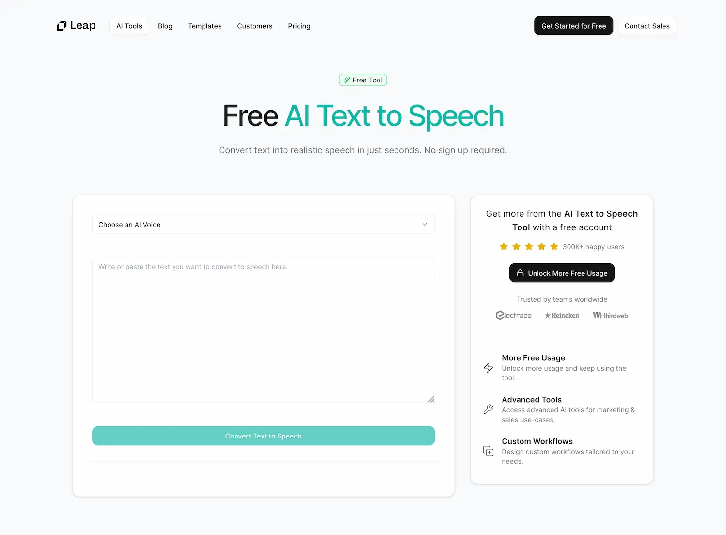 Free AI Text to Speech by Leap AI screenshot
