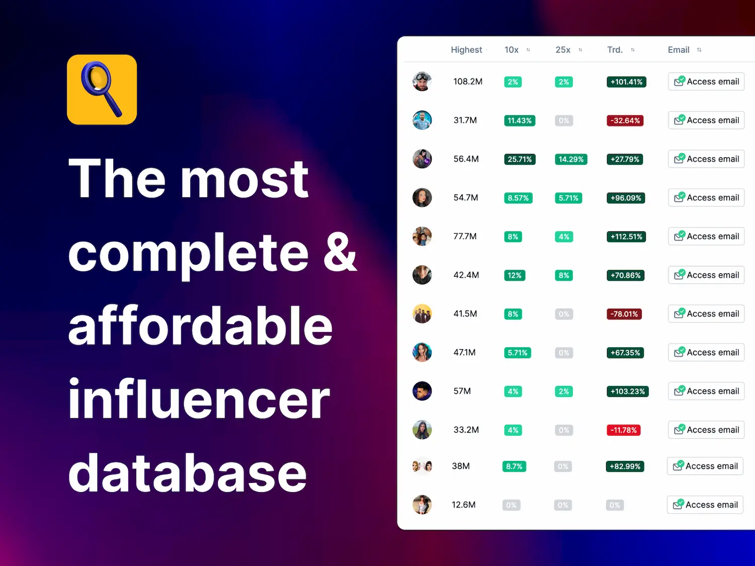 Find Me Creators - TikTok Database screenshot