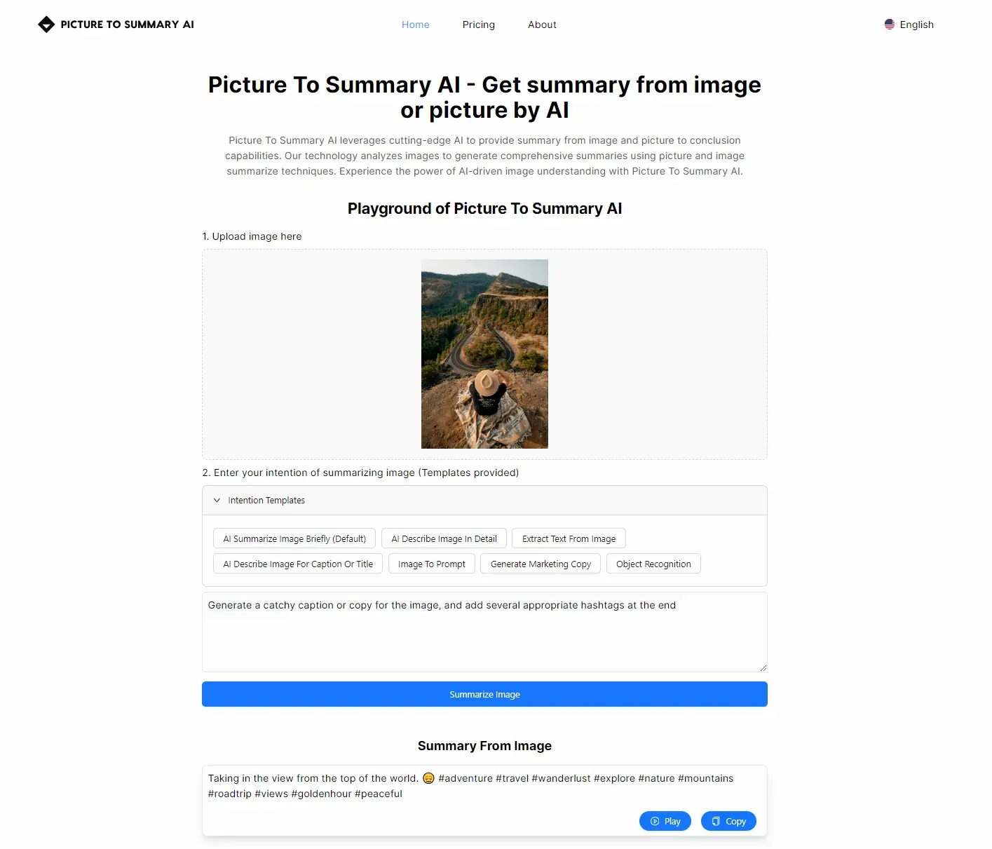 Picture To Summary AI pricing and features