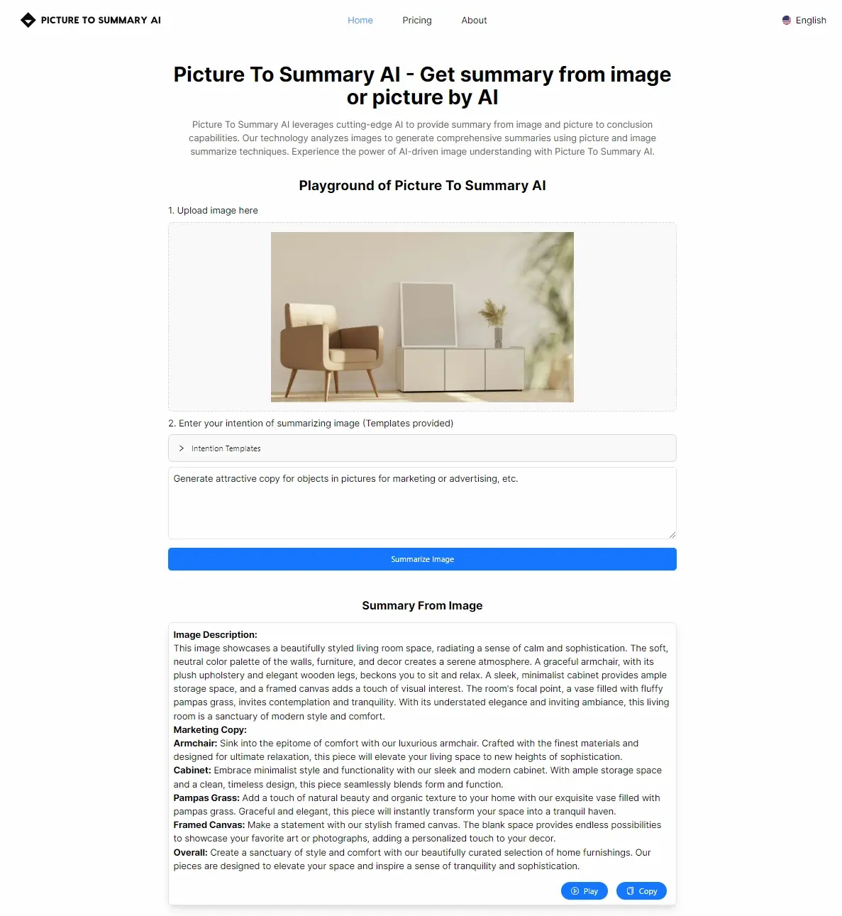 Picture To Summary AI