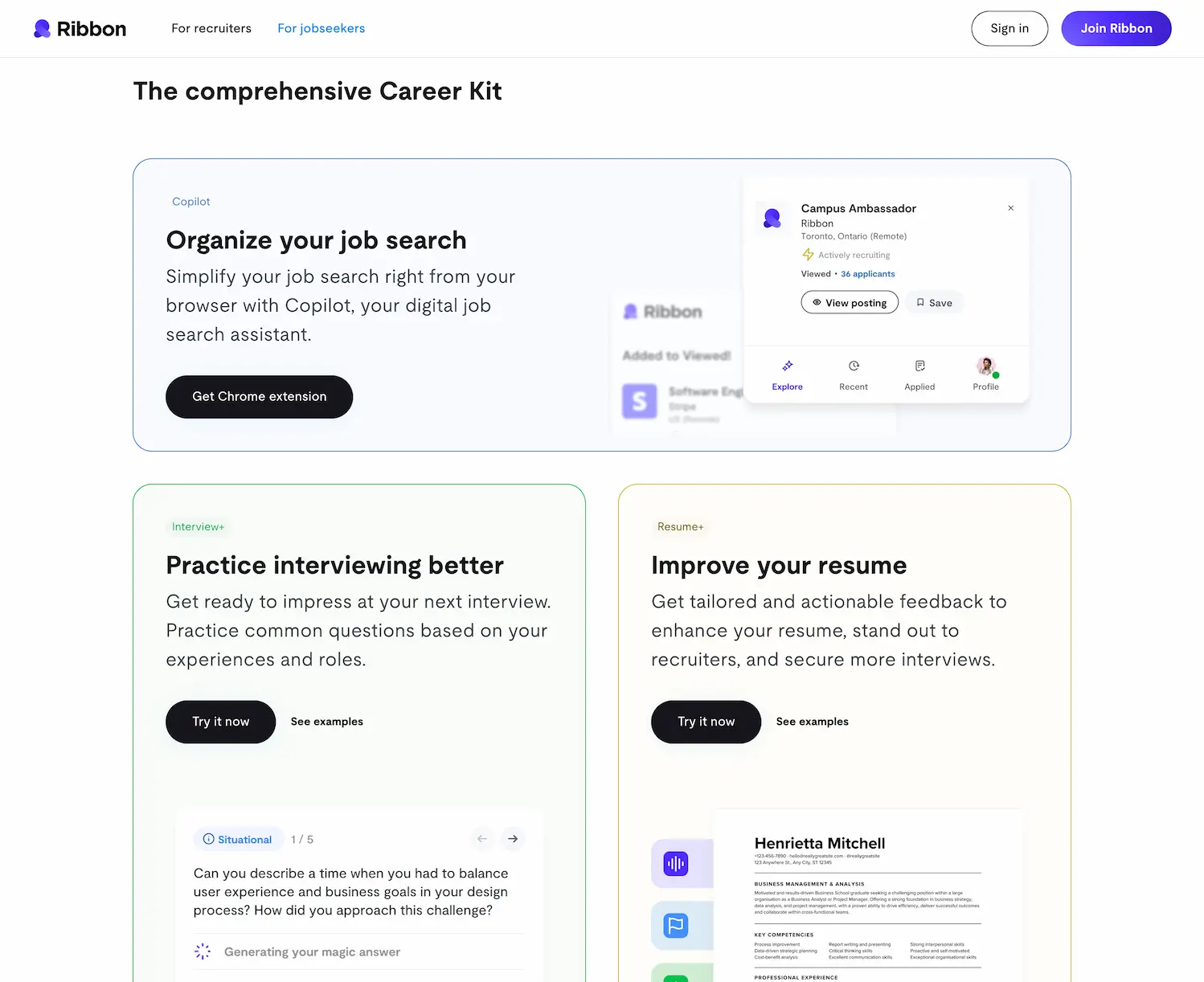 Recruit AI by Ribbon pricing and features