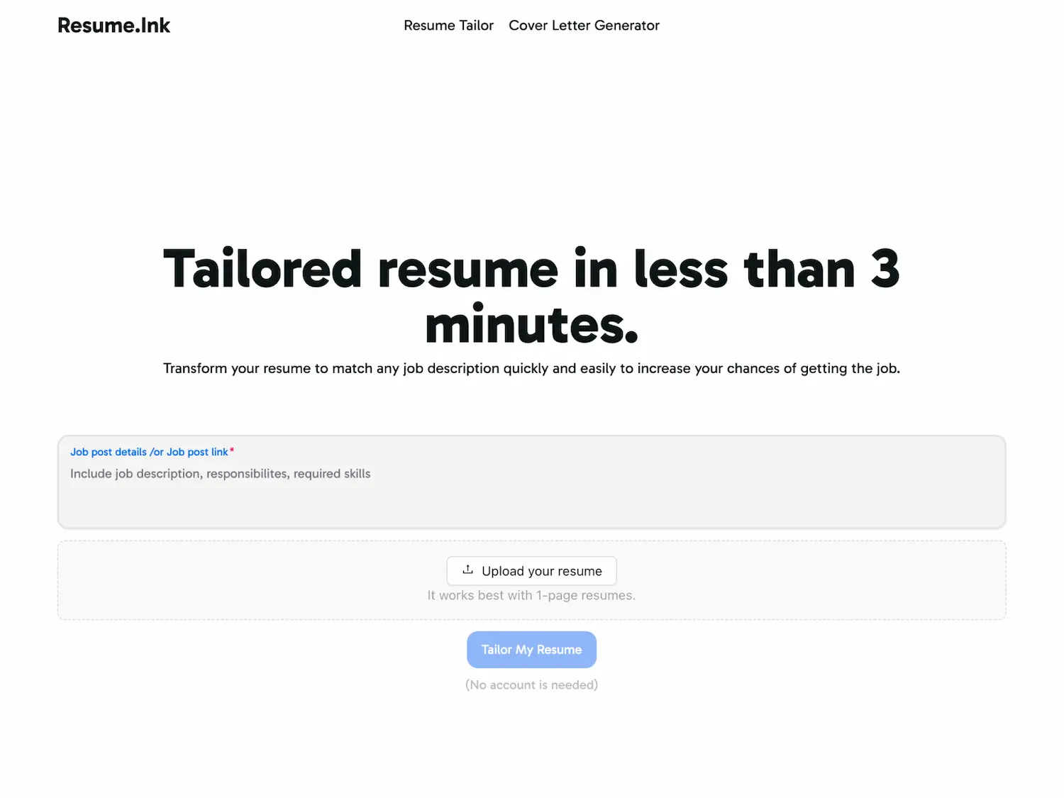 Resume Ink pricing and features