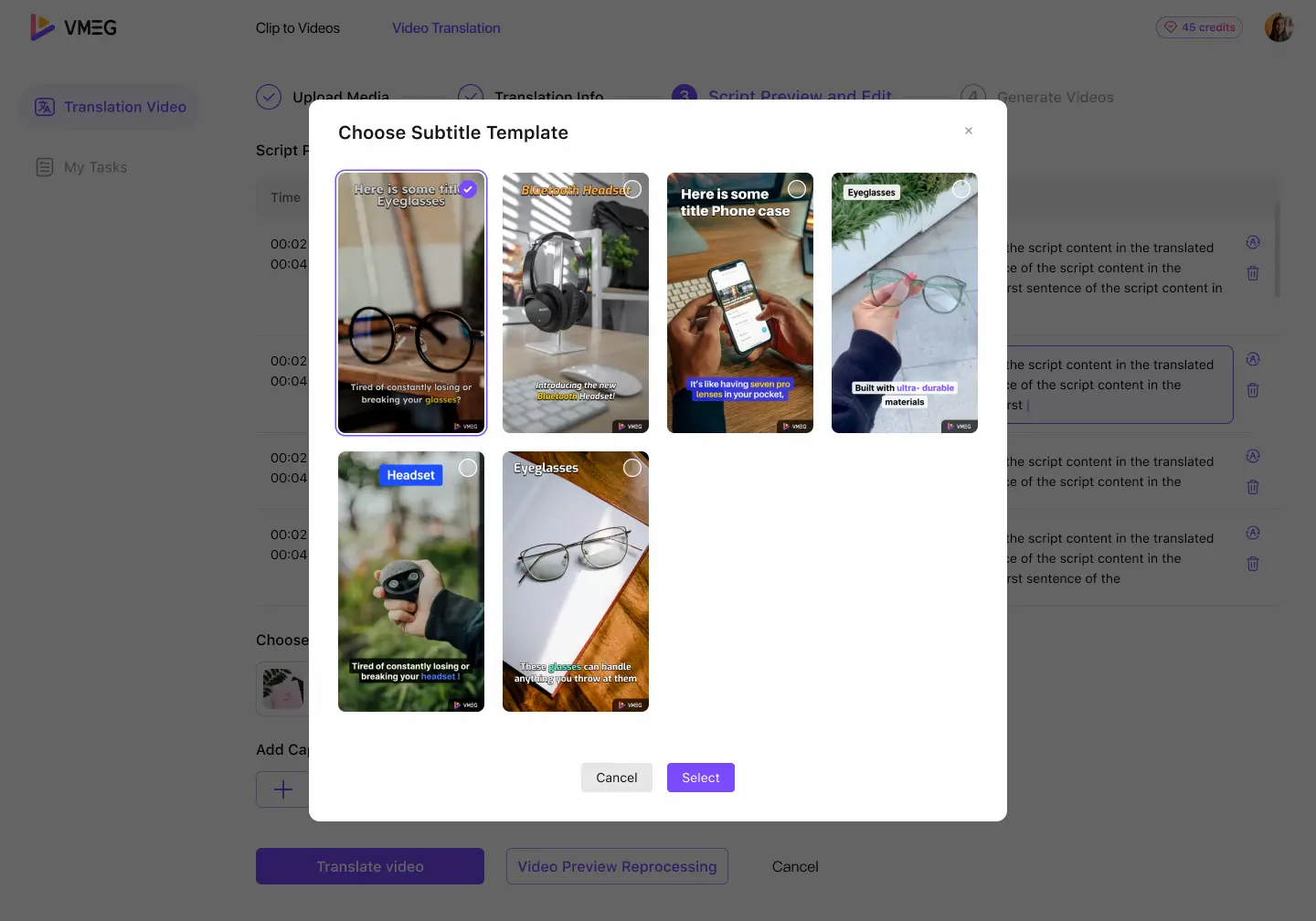 VMEG - Video Translation pricing and features
