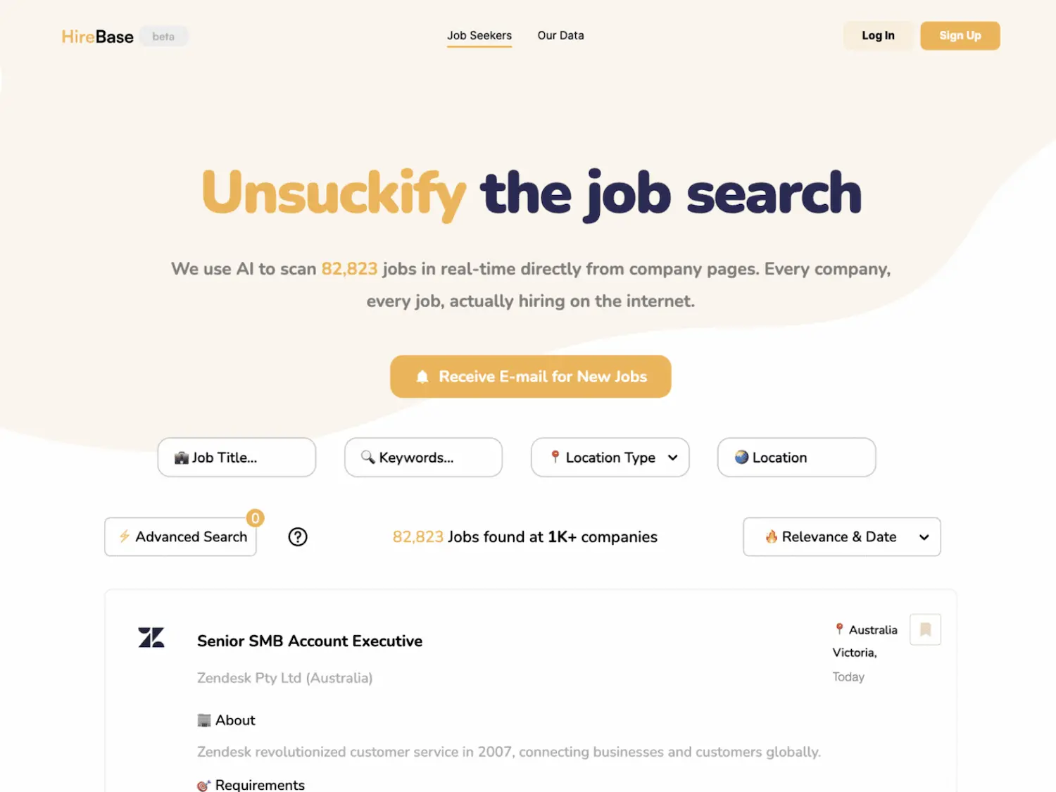 Hirebase - AI-powered job search screenshot