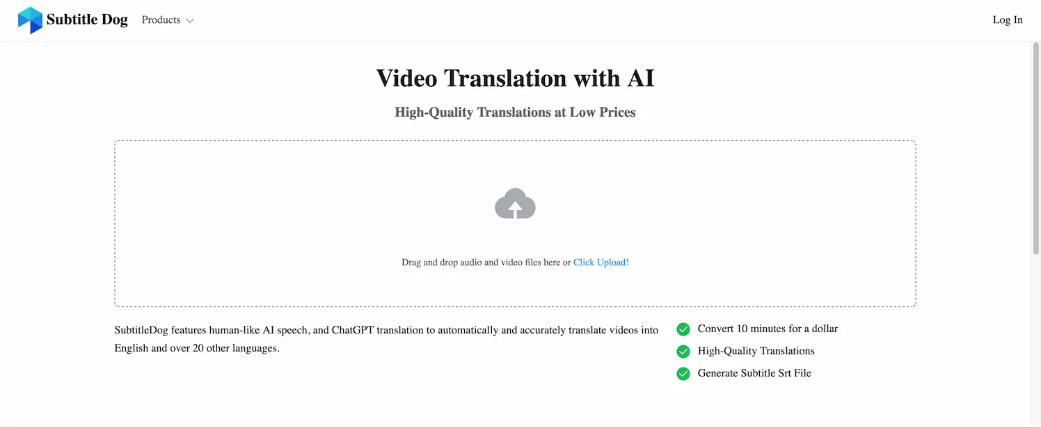 SubtitleDog AI Online Video Translator screenshot