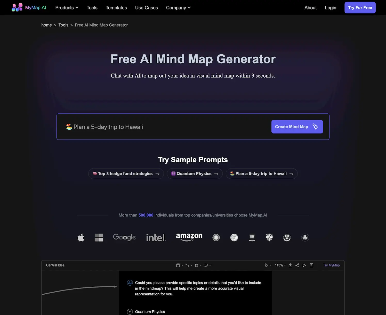 Free AI Mind Map Generator screenshot
