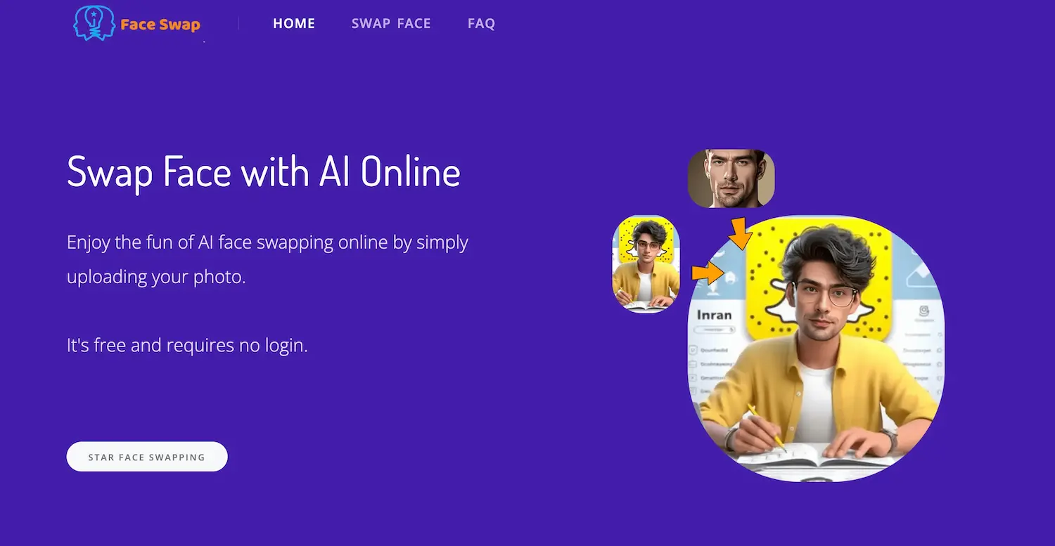 AI Face swap free online tool screenshot