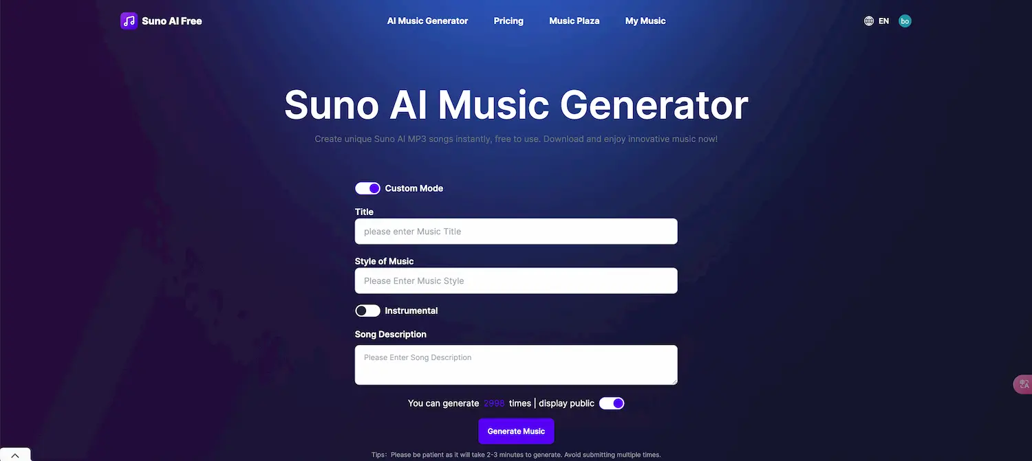 SunoAiFree screenshot
