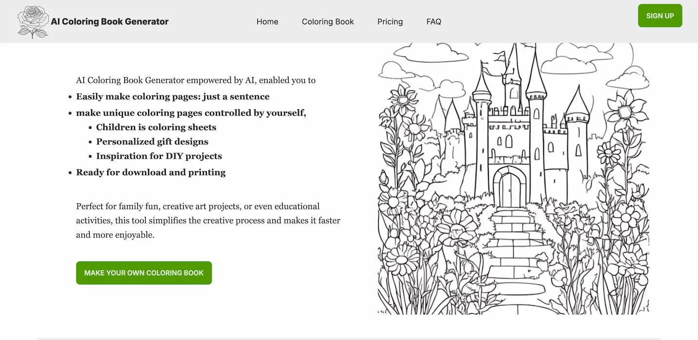 AI Coloring Book Generator screenshot